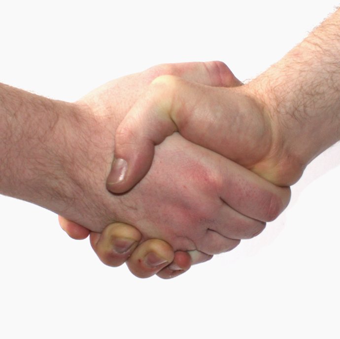 Two people shaking hands, representing collective negotiation